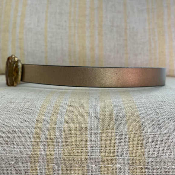 Vintage Chico’s Genuine Split Leather Belt + Gold Tone Stone Embellished Buckle - Picture 9 of 14
